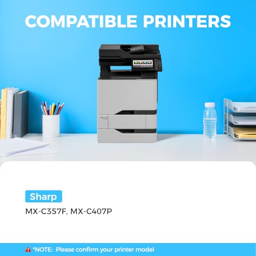 Image of MX-C35T MXC35T Toner Cartridge Set Replacement for Sharp MX-C35TB MX-C35TC MX-C35TM MX-C35TY Toner Compatible with Sharp Color MX-C357F MX-C407P Laser Printer Ink (Black?Cyan?Magenta?Yellow 4-Pack)
