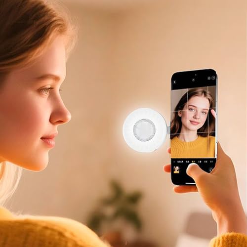 フォンクリップライト - 磁着式LED携帯電話ライト 自撮り用 | 写真撮影メイクウェブカメラライブ配信旅行会議ビデオ会議用3モードライティングガジェット