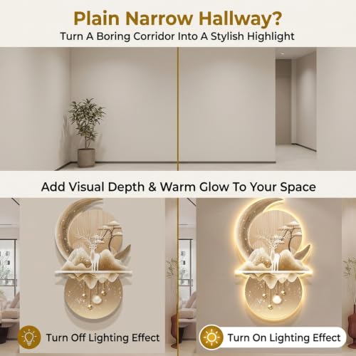 3D LED Wall Art with Flowing Water Effect,Landscape Wall Sculpture
