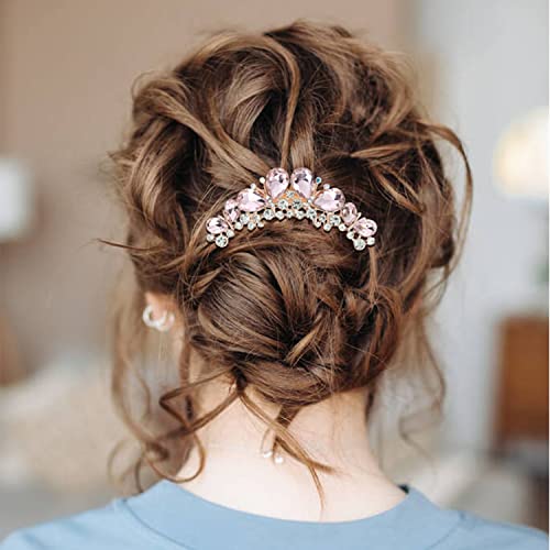 Insowni 4 Pack Luxury Glitter Sparkly Gems Crystal Rhinestones Pearl Metal Hair Side Combs Slides With Long Teeth Bun Chignon Updo Hairpins Barrettes Hair Clips Accessories For Women Girls #TOP2