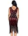 Plus Size 1920s Vintage Fringed Gatsby Sequin Beaded Tassels Hem Flapper Dress for Women (Burgundy, Small)