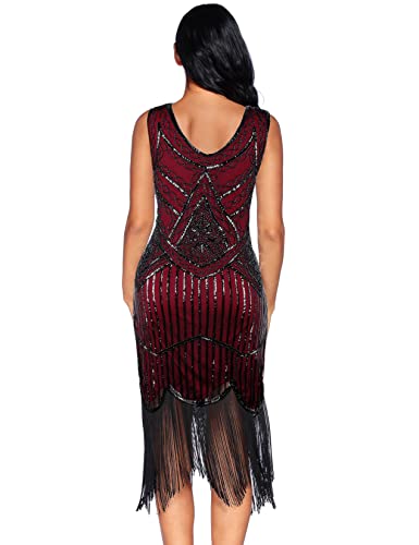 Image of Plus Size 1920s Vintage Fringed Gatsby Sequin Beaded Tassels Hem Flapper Dress for Women