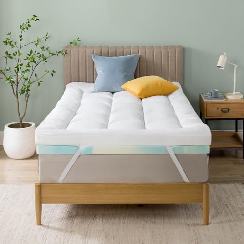  Zinus Topper Viscoelástico 90x190 cm - Grosor 10 cm - Sobrecolchon con Células Abiertas - Certificado Oeko-Tex - Espuma Confort - Firmeza Media - Mejorar el Descanso y la Comodidad 