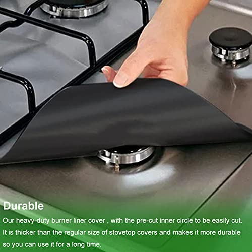 Gas Stove Burner Liners, 10 Pack 0.3mm Non-Stick Reusable Gas Range Protectors Stove Top Covers for Gas Burners Heat-resistant,Double Thickness, Dishwasher Safe 10.6”x10.6” - Thumbnail 5