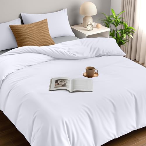 Utopia Bedding Duvet Quilt Cover Set with Pillow cases, Double - Soft Microfibre Polyester (White)