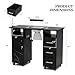 Belandi Manicure Table Nail Station with Charging Station, Marbling Texture Nail Tech Table Nail Table Station w/Dust Collector, Power Outlets, LED Lamp, Non-Woven Drawers & Wrist Cushion(Black)