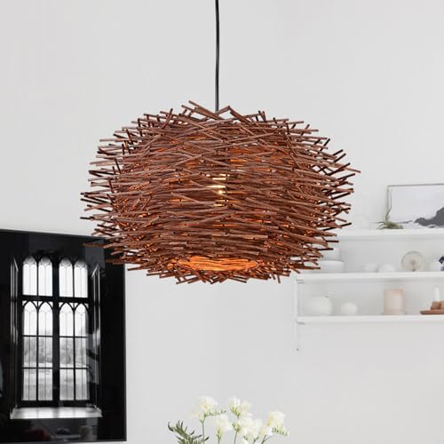 Suspension bois tissé main 30 cm : fini l'éclairage agressif