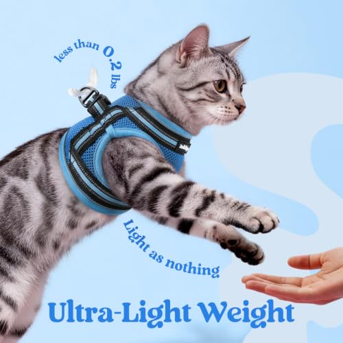 Image of rabbitgoo Cat Harness and Leash Set, Step-in Soft Vest, Blue & Light Blue