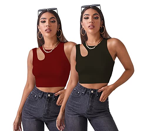 Image of Shasmi Women Crop Top, Ribbed, Stylish Tank Top, Soft and Comfy Fabric has Some Stretch
