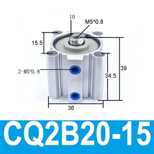 Vérin pneumatique compact CQ2B20-15 pour intégration en espace réduit