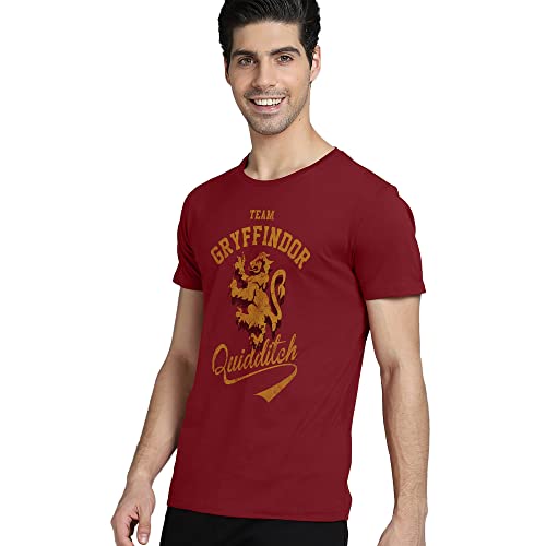 Image of Free Authority Harry Potter Printed Regular Fit Maroon Cotton Men's T-Shirt