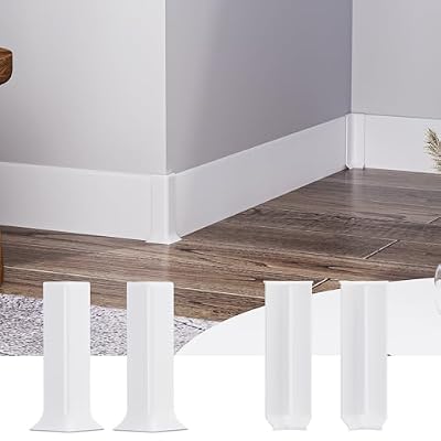 Duzzy 4" High x 20 Feet Self-Adhesive Baseboard with Corner Blocks, Peel and Stick Rubber Wall Trim Molding, Self-Adhesive Vinyl Wall Base Cove Base