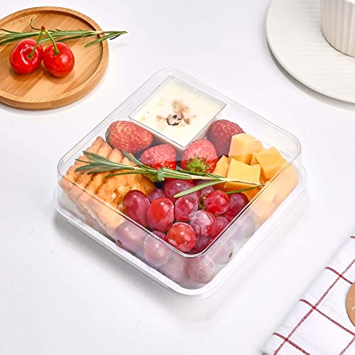 Toflen Disposable Sturdy Plastic Food Containers With Clear Lids (50 Pack) Clamshell Take Out Charcuterie Boxes 5.3X5.3X2 Inches To Go Dessert Box Containers To Carry Cake Slice Salad Pastry Sandwich #TOP4
