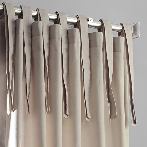 Image of HPD Half Price Drapes Solid Tie Top Cotton Curtains 96 Inches Long (1 Panel) Luxury Light Filtering Curtains for Living Room, Modern Semi Sheer Curtain for Bedroom, 50W X 96L, Hazelwood Beige