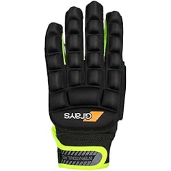 Guantes Hockey Patines Niño GRAYS Guante de Hockey International Pro, Unisex, Negro/Amarillo Fluor, Talla S