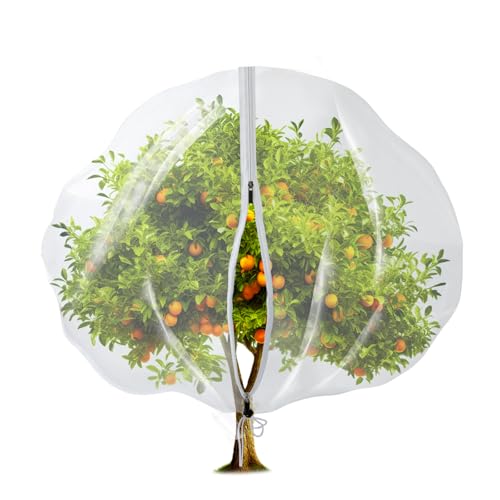 7.8 x 7.8 ft Large Tree Net for Fruit Trees with Zipper & Drawstring, Transparent Bird Netting for Fruit Trees, Garden Insect Barrier Mesh Cover for Plants, Protects Against Bugs Birds Deer Squirrels