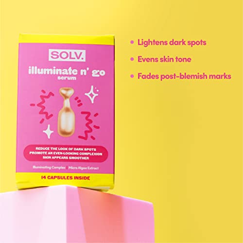 SOLV. Illuminate n' go Serum - 28 Capsules. Reduce the look of dark spots, Promote an even-looking complexion, Skin appears smoother