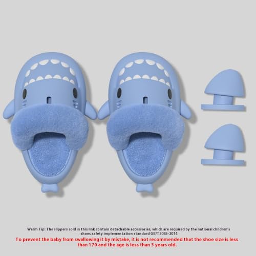 Shark Slides for Adults and Child, Winter Warm Cozy Plush Waterproof Non-Slip Shark Slides Men Women,Detachable4