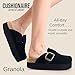 CUSHIONAIRE Women's Granola *Previous Buckle Issue Fixed* Genuine Suede Cork Footbed Platform Clog, +Comfort, Wide Widths Available, Black 11