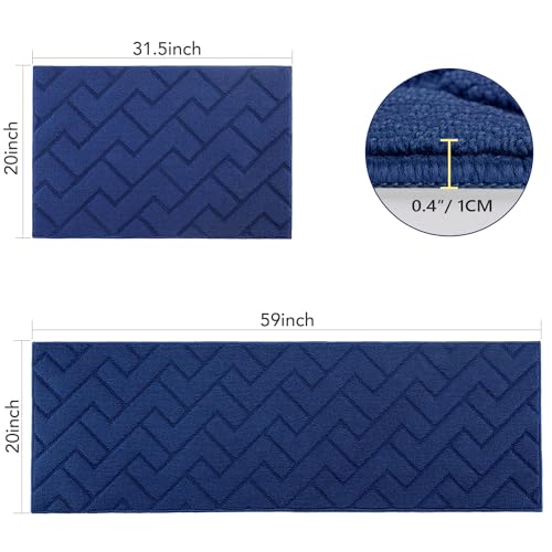 Image of hicorfe Kitchen Runner Rug,20 inchx59 inch+20 inchx32 inch Kitchen Set,Non-Slip Kitchen Mat