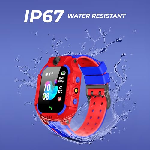 Image of GameSir Kids Smartwatch for Boys & Girls, Men & Women, Sim Card Support, Location Tracker /GPS System, Music Player, Camera, Video,Notification, Alarm, Waterproof, Calling Smart Watch-Red
