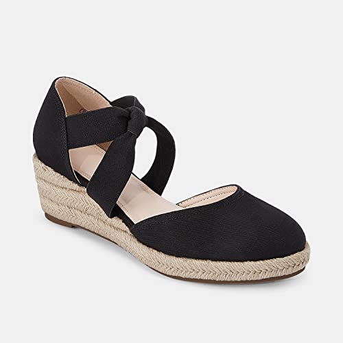 Juliet Holy Sandália feminina de alpargata, plataforma, boêmia, sem cadarço, com tira elástica, Pret