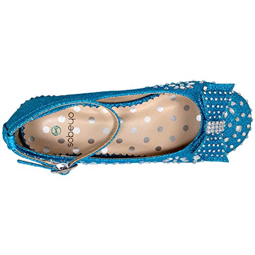 SOBEYO Girl's Dress Shoes Glitter Rhinestone Bow Accent Mary Jane Kids Pumps4