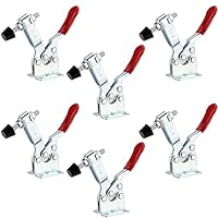 NGOSUET 6 Stück Kniehebelspanner Vertikal 100kg GH-201-B Schnellspanner Waagerecht Spanner Horizontal Toggle Clamp Verstellbar Toggle Lever Clamp für Maschinenbetrieb, Zimmerei, Schweißen, Rot
