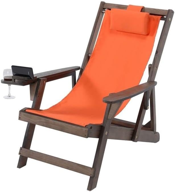 Romantic Collection Canvas Sling Chair with Cup and Wine Holder