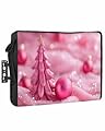 DecorLovee Outdoor TV Cover 80 to 85 Inches Weatherproof & Waterproof, Pink Christmas Outdoor TV Enclosure with Remote Control Pocket, Xmas Tree Christmas Balls Snowflake TV Screen Protectors