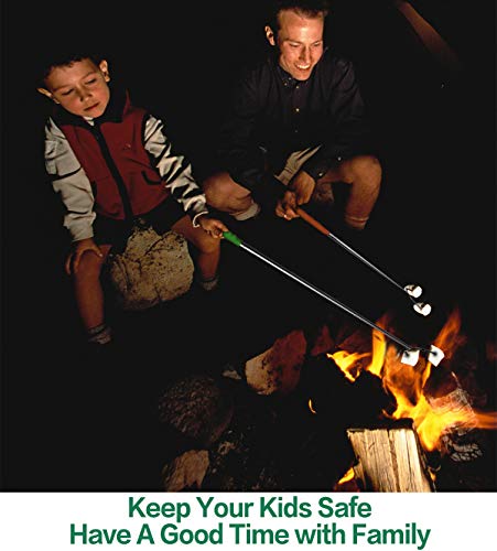 M Mcirco Marshmallow Roasting Sticks,Set Of 12 Pack 45'' Telescoping Smores Skewers Hot Dog Extending Stainless Steel Forks For Camping, Campfire, Bonfire Kids, Multicolor,Include 20 Bamboo Skewers #TOP6