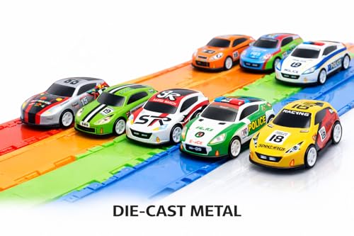 Image of TEC TAVAKKAL Die-Cast Metal Pullback Toy Cars, Mini Sports Car & Police Cars | Durable Metal Body Cars with Pull Back Mechanism | Kids Toy Cars Gift Set | Size 2.5 * 3 * 6.5 cm (Set of 10)