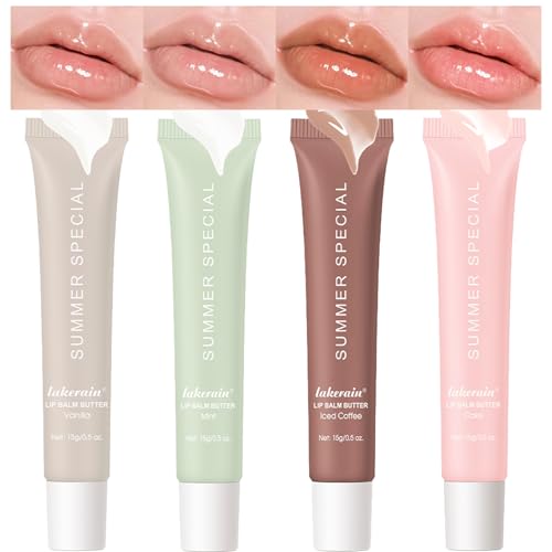 Lakerain 4 PCS Lip Glossy Butter Nourishing Balm,Lightweight,Non-...