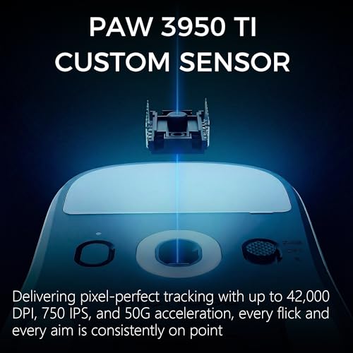Image of MCHOSE A7 V2 Ultra Wireless Gaming Mouse, Tri-Mode Connection, 59 Grams, PAW3950 TI Custom 42K DPI Sensor, Wired /Wireless Dual 8K Polling, 130 Hour Battery Life - White