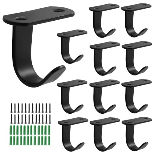 Lista de Estanterías de almacenaje para techo para comprar hoy. 47 Piutouyar 12 Pack Ganchos Montados en el Techo con Tornillo Negro, Gancho Resistente para Abajo del Estante, Gancho de Acero Inoxidable para Toalla/Bata para Closet, Cocina,...