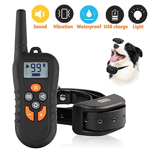 JJOBS Collar de Adiestramiento para Perros Sin Descargas Eléctricas con Rango de 500 Metros, Funciones Vibración, Sonido y Luz LED, Impermeable y Recargable (1 Perro)