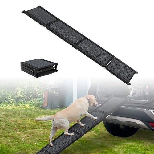 UISEBRT Rampa per cani pieghevole per auto e SUV in alluminio, 157 x 43 cm, rampa di sicurezza portatile con superficie antiscivolo, rampa per cani fino a 110 kg