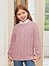 Haloumoning Girls Pullover Sweaters Kids Cute Cable Knit Long Sleeve Crewneck Chunky Jumper Tops 5-14 Years Pink