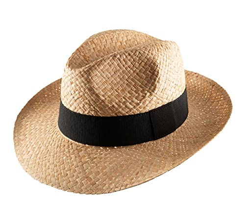 Chapeau fedora paille large bord pour homme et femme en raphia classique