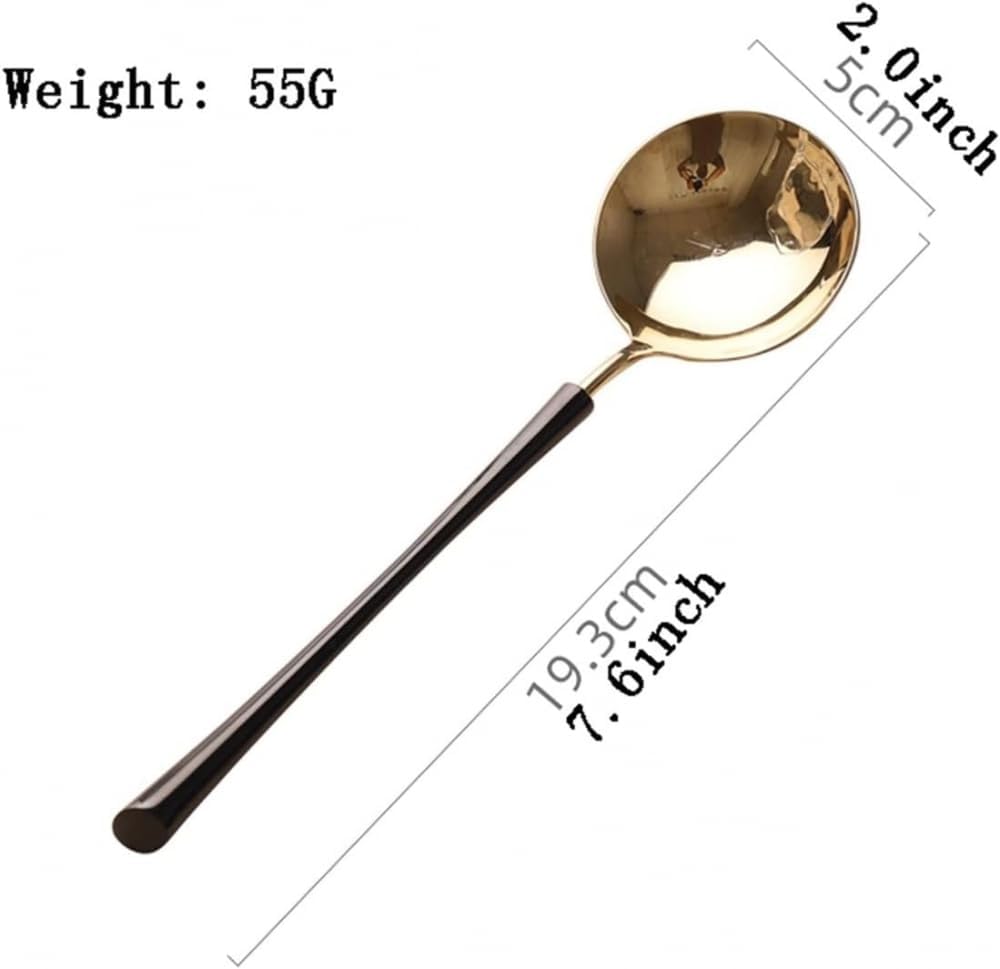 Dessert Spoon,Spoon Large Round Spoon Stainless Steel Spoon Soup Spoon Rice Spoon Dessert Spoon Coffee Spoon Serving Spoon -A