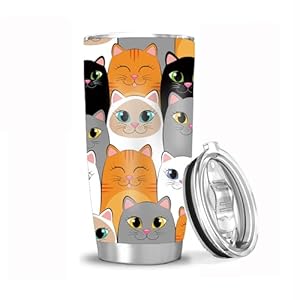 NVJUI JUFOPL Funny Cats Tumbler Cup with Lid 20 Oz – Siamese Kittens Insulated Coffee Mug – Gifts for Cat Lovers, Birthday Gifts for Men Women