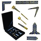 Masonic Working Tools Set - Freemason Tools Set with Square Compass Gavel Ruler Chisel Trowel and Deacon's Rod | Capri Blue Lodge Masonic Tool Set | Freemason Metal Symbol Accessories