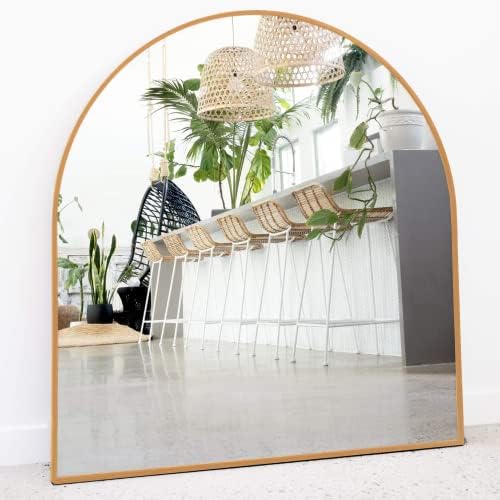 Gold Arched Mirror, 33" x 31" Inches - Gold Arch Wall Mirror - Perfect for Brass Mirror for Bathroom, Large Gold Mirror, Gold Entryway Mirror - Modern Gold Frame Mirror