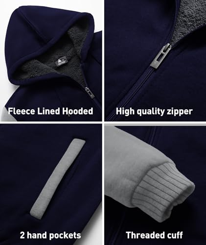 Image of SCODI Hoodies for Men Heavyweight Fleece Sweatshirt Zip Up Thick Jacket | Machine Wash, Soft, Warm, Winter, Outdoor Activities, Gym, Office, Casual, Daily Wear, Full Zipper Sherpa Lined Hooded Coat