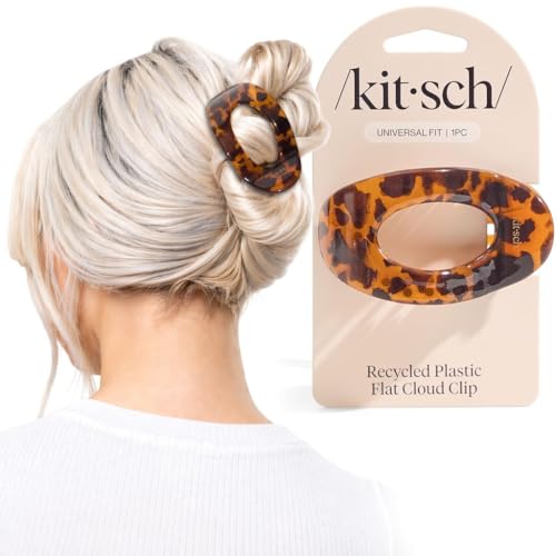 Kitsch Medium Flat Claw Clips for Women - Stylish Flat Hair Clips Strong Hold for Thick & Fine Hair | Non-Slip for Secure Comfortable All-Day Wear | Ideal Gifts for Women - Tortoise Design