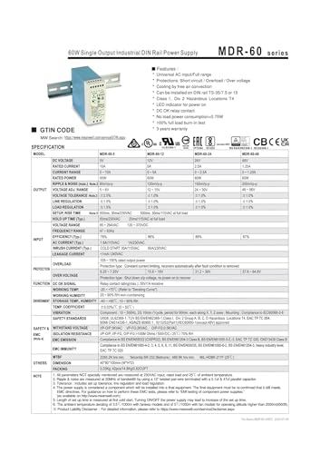 Alimentation à découpage MDR-60 MDR-60-5V 10A type rail - 3