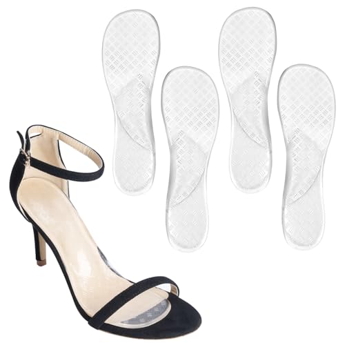 High Heel Arch Support Inserts for Women, Silicone Cushion Sandal Insoles Pain Relief, Anti-Slipping Inserts for Dress Shoes Low Arch, 2 Pairs, Clear, US 8-10