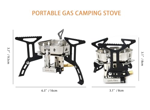 ONLYFIRE 3 Fuel Backpacking Stove - Portable Camping Gas Stove with Propane & Butane Adapter, Outdoor Cooking & Picnic C