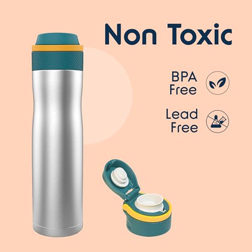 Image of Headway by rabitat Oslo Personalized Insulated Water Bottle 750 ml with Infuser | Hot 12 Hrs & Cold 24 Hrs | Triple Layer Vacuum Steel Flask | Leak-Proof, ISI Certified | 2-Year Warranty | Cosmic Grey
