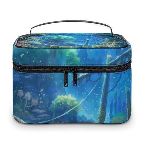 メイクボックス コスメ収納 大容量 水中の世界 海底柄 サンゴ礁に棲む魚の仲間 化粧ポーチ 化粧品入れ メイク収納ケース 軽量 持ち運び アクセサリー 小物入れ おしゃれ 旅行 出張用 プレゼント